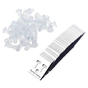 

50 Pcs Clear White Rubber Earrings Back Stoppers Bigger Size & 100 x Plastic 4X3cm Earring Display