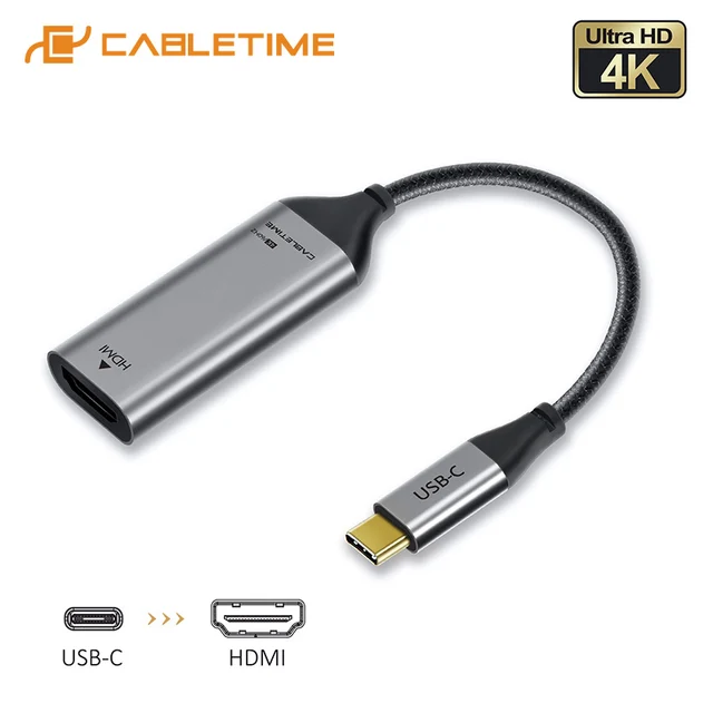 $US $13.44  CABLETIME USB C to HDMI Adapter Cable 4K 60Hz Thunderbolt 3 Adapter Type-c to HDMI for huawei mate 