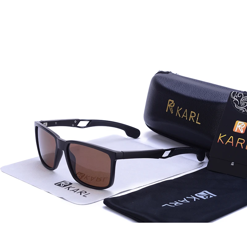 KARL брендовые квадратные поляризованные солнцезащитные очки для женщин TR90, Ультралегкая оправа, солнцезащитные очки для вождения, мужские солнцезащитные очки для рыбалки, красное зеркало - Цвет линз: tea