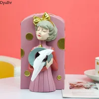DyuIhr European Creative Girl Tissue Box Resin Crafts Housewarming Gift LivingRoom Desktop storage Resin Tissue Box Home Decor 2