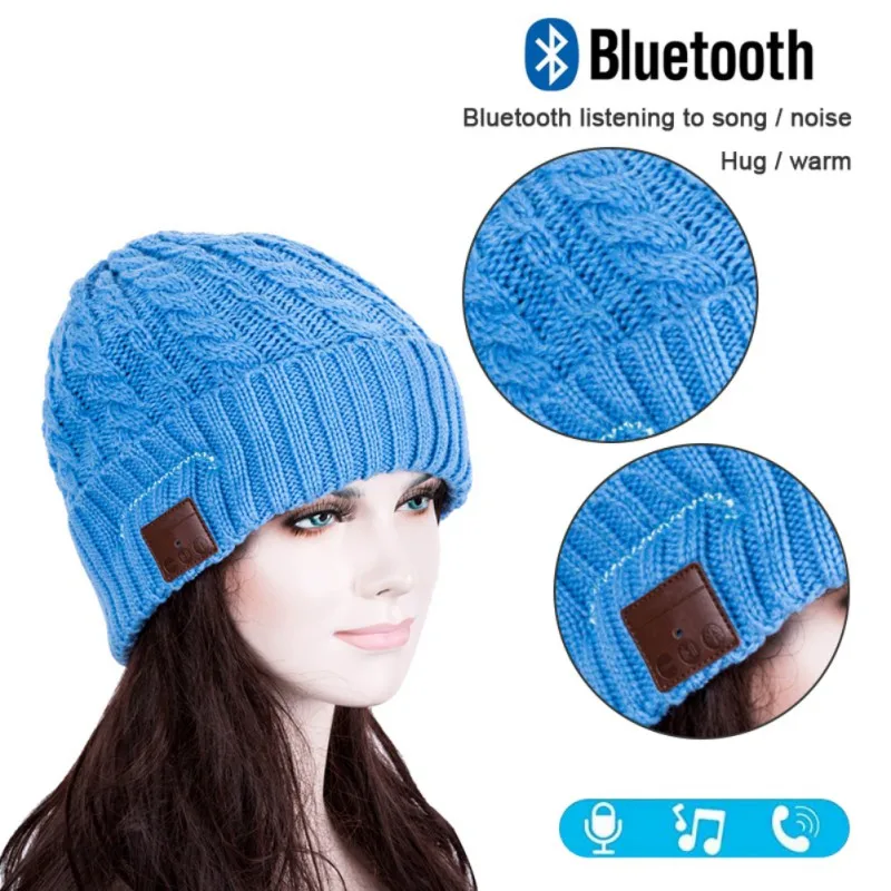 Новинка Bluetooth V5.0 съемная стерео Музыка беспроводные наушники шапка зимняя теплая Модная трикотажная шляпа Головной убор