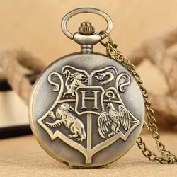Бронзовые ведьманые и волшебные значки H кварцевые карманные часы свитер ожерелье кулон с полым треугольником аксессуар свитер цепь