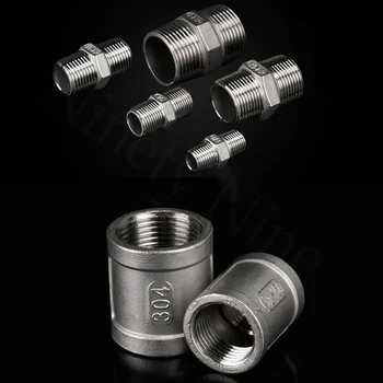 

2Pcs 304 Stainless Steel Cast 1/4" 1/2" 3/4" 1" Coupling Pipe Fitting Male Female Thread Reducer Adapter