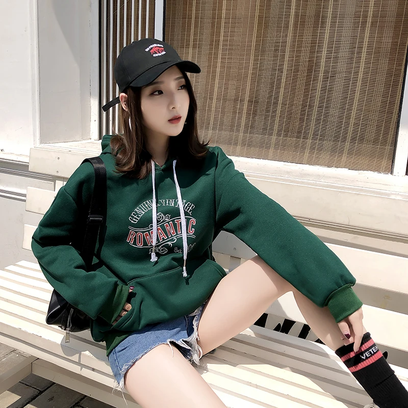 Женские толстовки с длинным рукавом, с буквенным принтом, Kawaii, harajuku, с карманами, толстовки, зимние, негабаритные, с капюшоном, флис, теплая толстовка с капюшоном