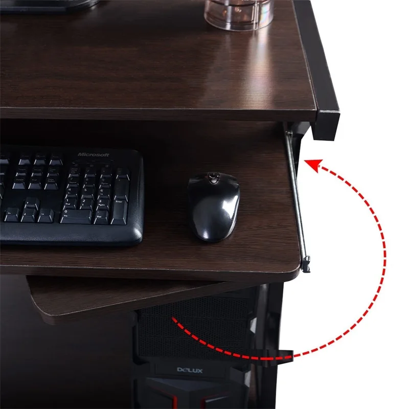 Home Office Workstation Rolling Computer Desk Chipboard Steel 4