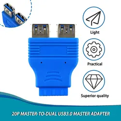 Carte mère 2 Ports USB 3.0 A femelle à 20 broches, adaptateur de connecteur femelle Compatible USB 3.0 
