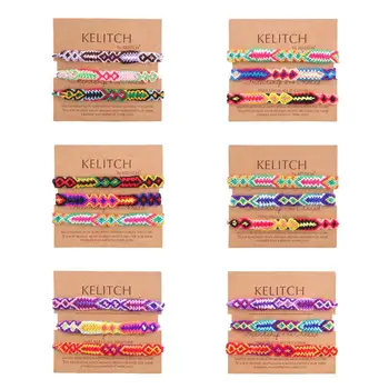 

KELITCH 30 pcs Boho Hand Woven Cotton Rope Bracelets Exotic Charm Women Friendship Bracelets（Random Color）