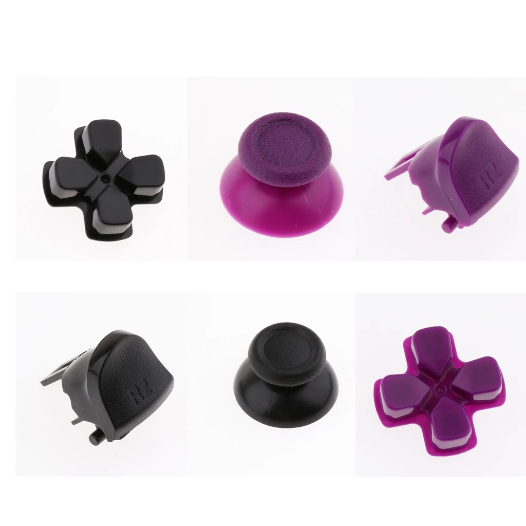 Pack of 2 Touchpad Buttons R1/L1 R2/L2 Repair Kit Trigger Pad Sets for SONY PS4 Slim Controller - Black + Purple