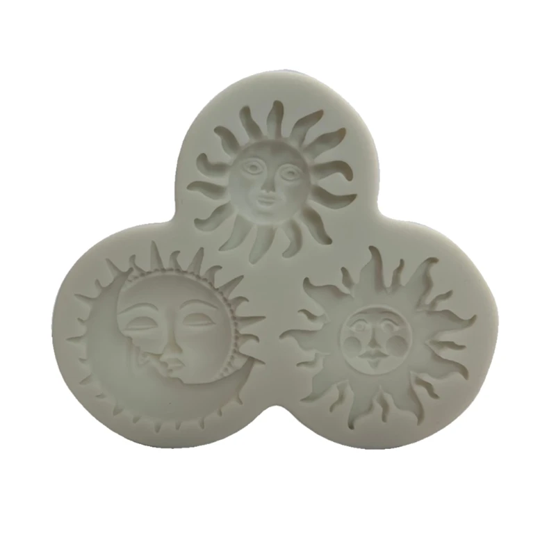 Sole e luna faccia stampo in Silicone morbido portachiavi stampo stampi da forno in Silicone fai-da-te stampo per candele sapone fare decorazioni per torte  15