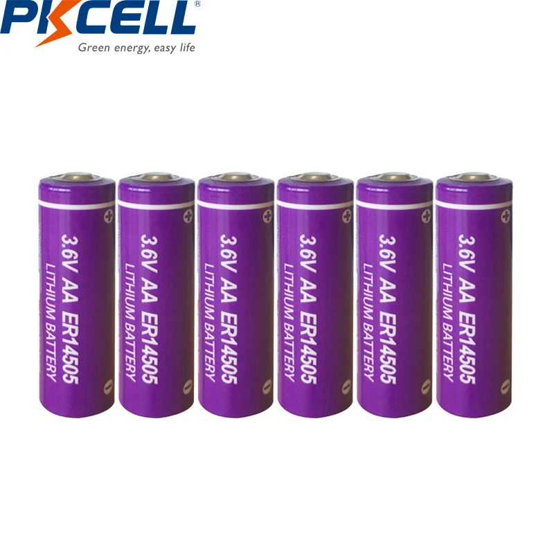 Аккумулятор PKCELL 6 шт./лот 3 В ER14505 14505 2400 мА · ч AA LiSCLO2 превосходные батареи LR6 R6P 1 5 для