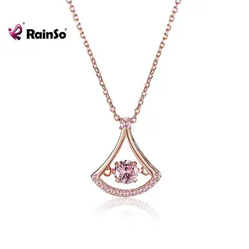 

Rainso 925L Sterling Female Fashion Jewelry Rose Gold Link Chain Zircon Pendant Women Necklaces Romantic Gift for Lovers