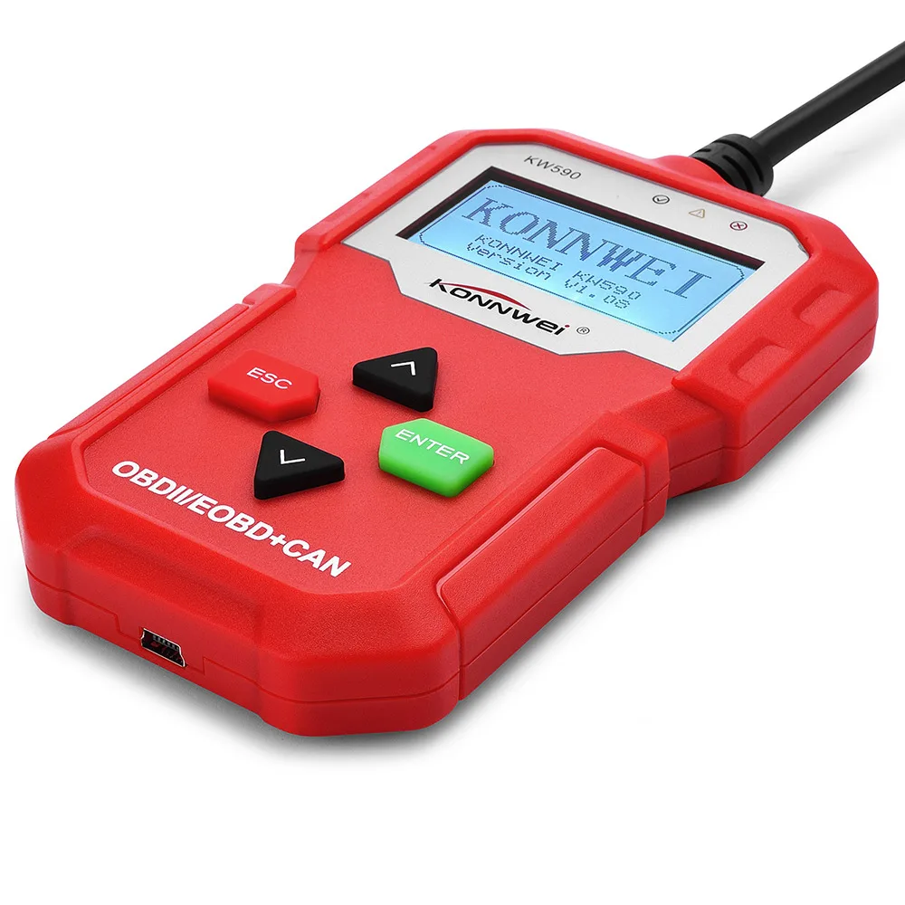 Vehemo OBD2 считыватель кодов для KONNWEI KW590 диагностики автомобиля проверка двигателя автомобиля диагностический сканер живой дисплей данных