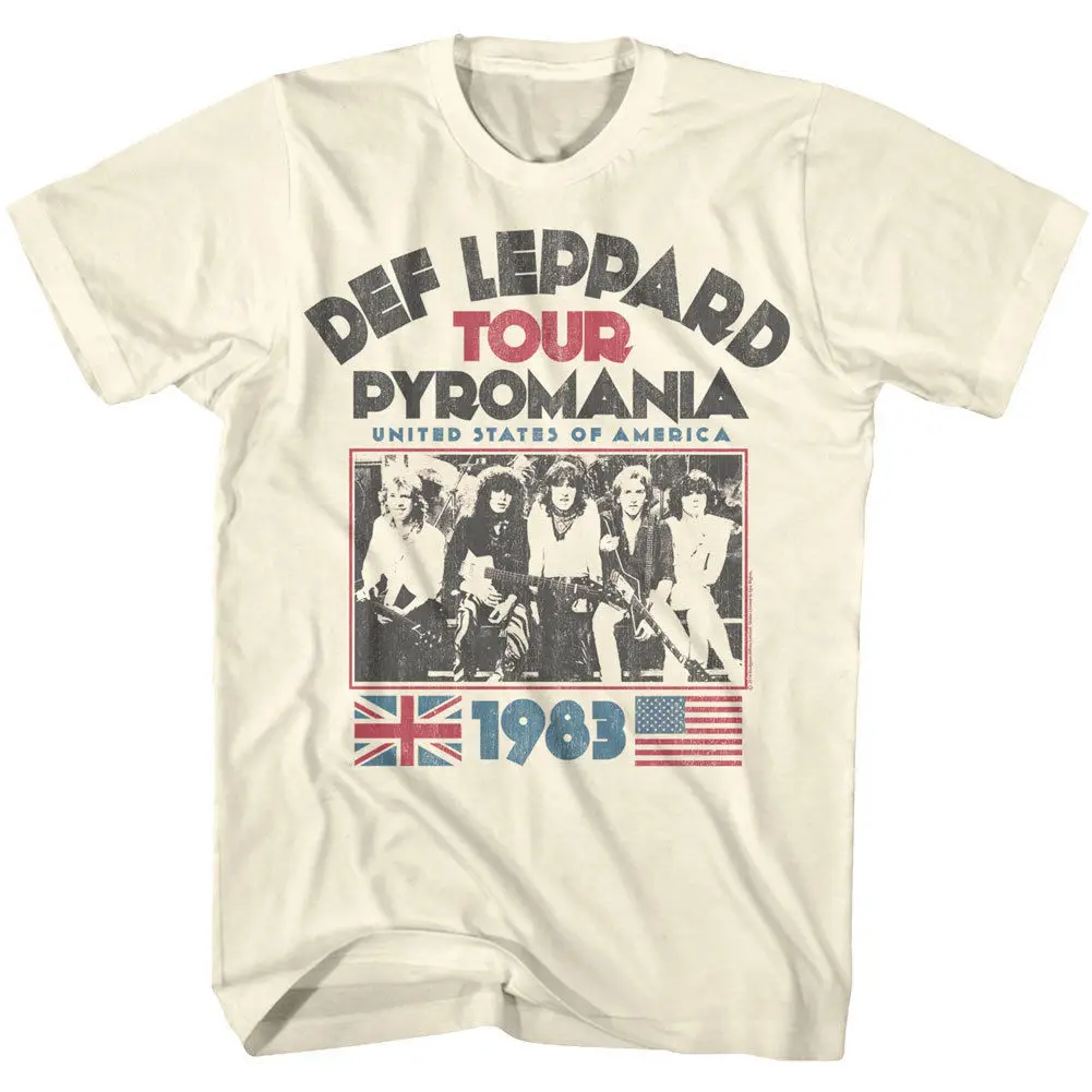 Def Leppard Pyromania Album Cover Men's T Shirt Heavy Metal Rock Band Tour Merch