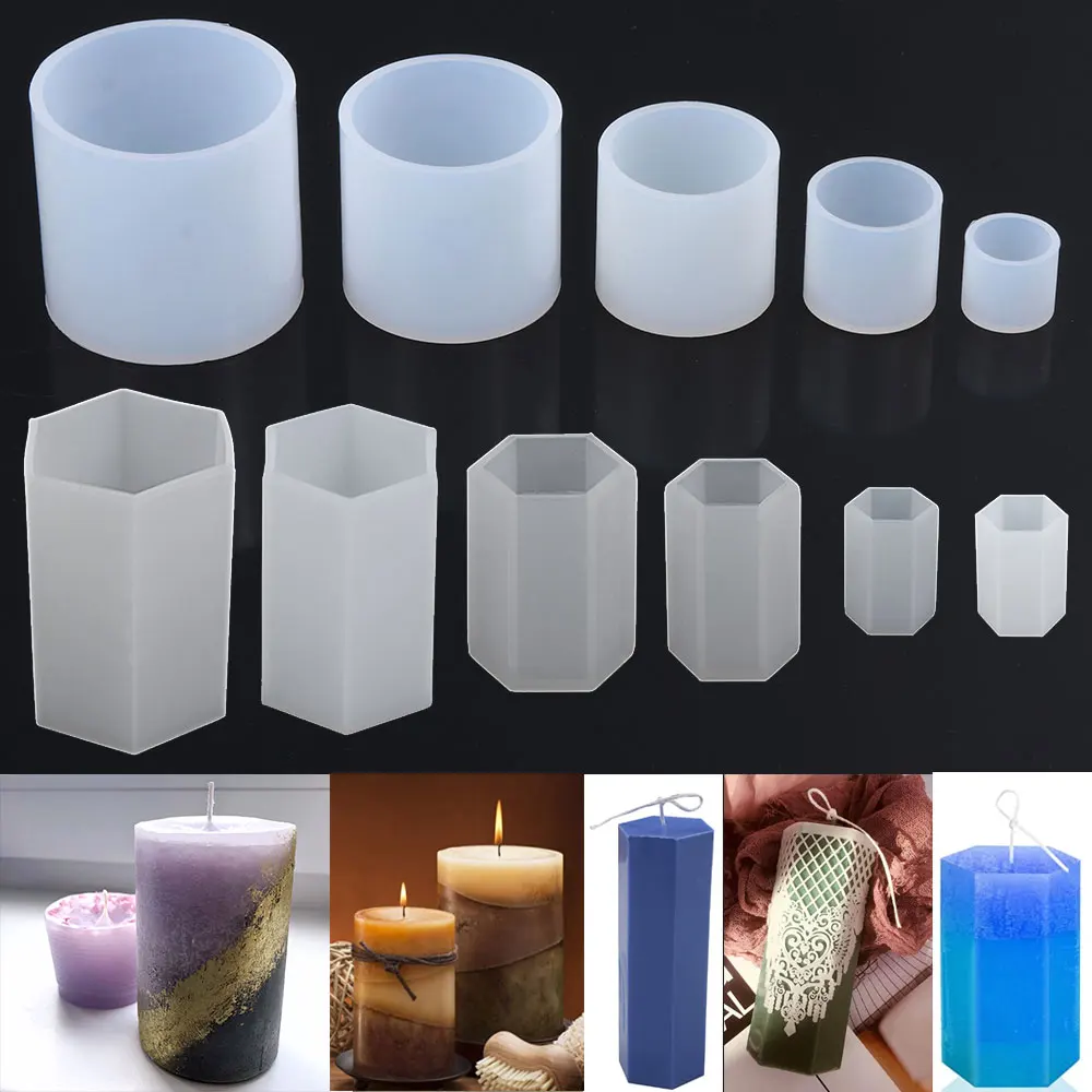 Molde de silicona cilíndrico para manualidades, molde de resina epoxi para  velas de aromaterapia, moldes de cera para arcilla, yeso, fundición