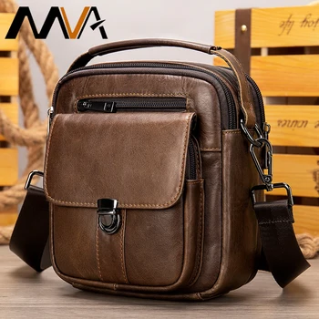 

MVA Genuine Leather Men's Messenger Bag shoulder Casual Mens Crossbody Bag Men Messenger Handbag Bolsos Male Small Brand 7438