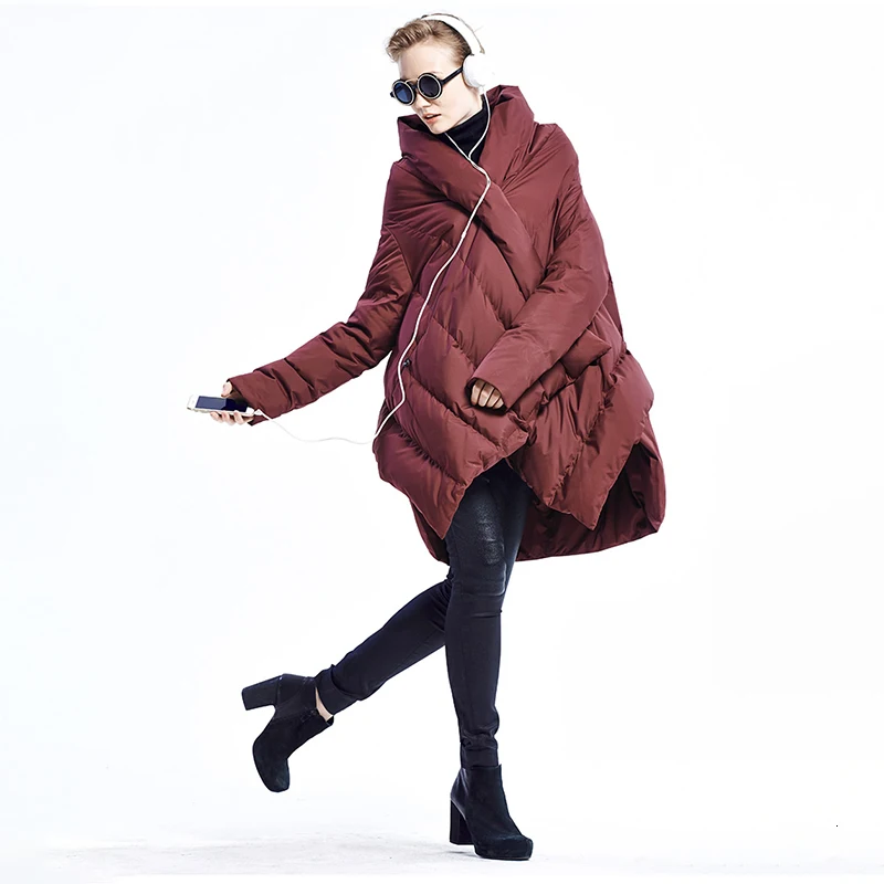 [EWQ] Зима, узор, Европейская и американская мода, необычный плащ, дизайн, пуховик, женское хлопковое пальто с заплатками, AH548