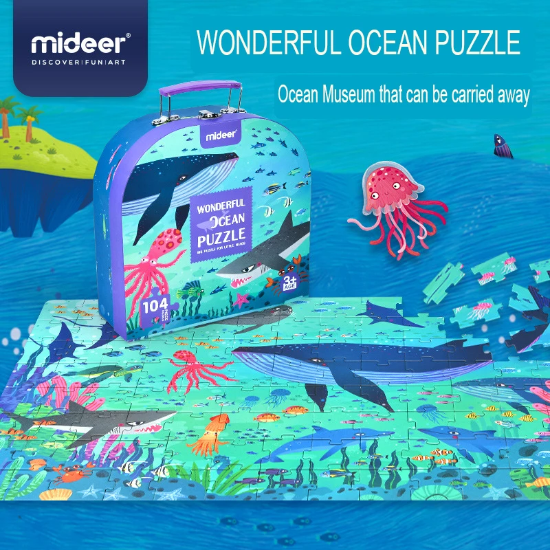 MIDEER Wonderful Ocean Puzzle 104PCS Portable Gift Box Paper Jigsaw Education Toys Children Kids Baby Age 3Y+ | Игрушки и хобби