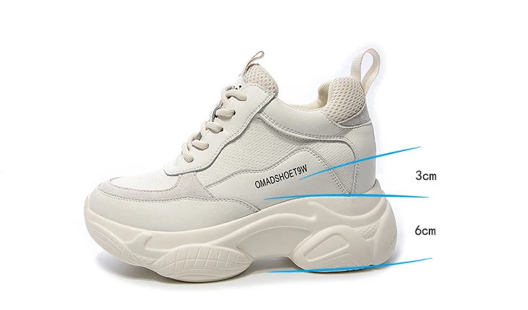 SWYIVY Split Leather Casual Shoes Women Sneakers New Autumn Shallow Chunky Sneakers For Women Solid Med Heel Ladies Shoe