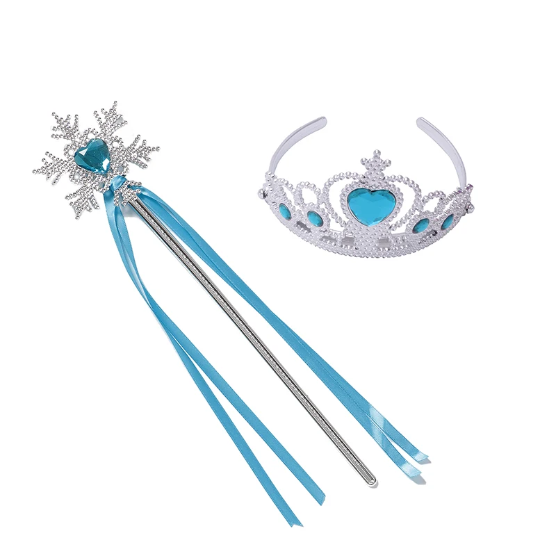 Pretty Elsa Accessories For Girls  Necklace Earrings Gloves Wand Crown Jewelry Dress Up For Princess Casual Dresses Accessories baby accessories carry bag	