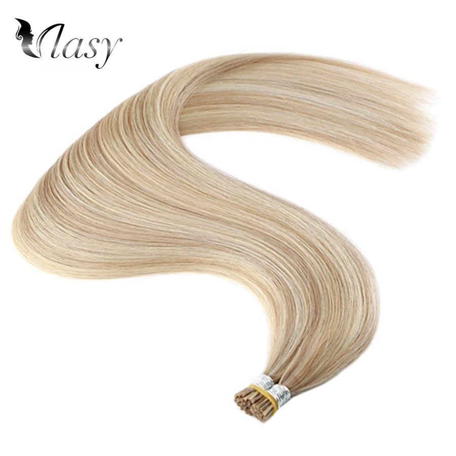 Vlasy 1g/s I Tip Hair Extensions Remy Fusion Stick Tip Hair Straight Double Drawn Keratin Pre Bonded Human Hair 20'' 28'' - Цвет: P18K-613