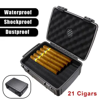 

Portable Travel Cigar Case Box Built in Humidor Dust proof Shockproof Waterproof Black Cigar Holder Storage Box Gift