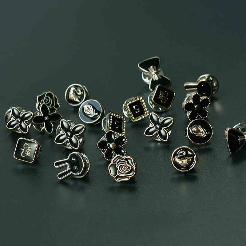 

10Pcs/lot Imitation Pearl Circle Brooch Pin PU Button Women Trendy Metal Sweater Collar Hijab Pins Brooches Jewelry Accessories