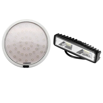 

2 Pcs Light : 1 Pcs 48W Led Light Work Lamp Driving Fog Offroad Suv 4Wd Atv Boat Auto Truck & 1 Pcs 12V Round Ceiling Dome Roof