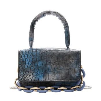 

Fashion Serpentine Women Shoulder Bag PU Leather Snake Print Acrylic Chain Mini Totes for Female Small Crossbody Handbag