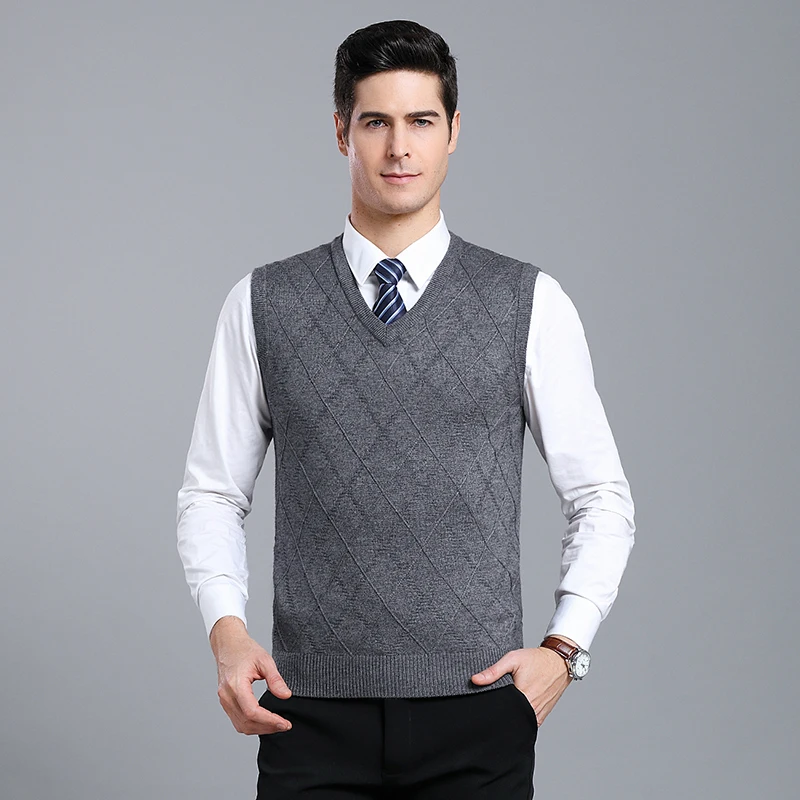 

MACROSEA High Quality Autumn&Winter Male V-neck Sleeveless Wool Vest Pullover Men's Sweater Vest Argyle Leisure Style Vest 1807