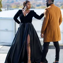 Длинное размера плюс мусульманское вечернее платье для выпускного вечера Дубай женское вечернее платье