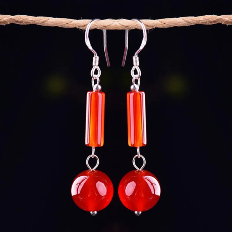Натуральный красный агат нефрит бусина DIY серьги очарование ювелирные изделия
