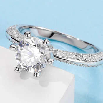 

White Gold Plated 925 Silver 1ct Moissanites Side Stone Cubic Zirconia Ring Jewlery Party Anniversary Gift For Girlfriend M13A