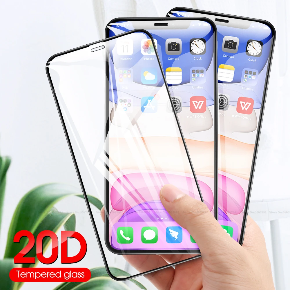 20D изогнутое стекло с полным покрытием для iPhone 11 Pro Max X XR XS Xs 8 7 6 6S Plus закаленное |