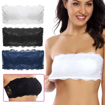 

LaxChic Lace Bra for Women Strapless Bra Push Up Invisible Backless Lace Underwear with Pad JAN88