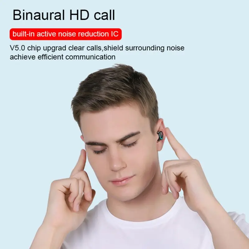 New Waterproof 8D Surround Sound Bluetooth 5 0 Earphone LED Battery Capacity Display Portable Wireless Headset Accessories