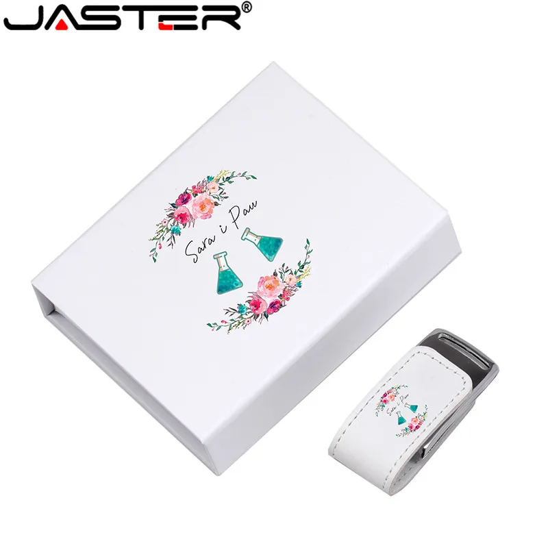 JASTER(более 10 шт. бесплатный логотип) USB 2,0 белая кожа+ коробка Флешка usb флэш-накопитель 4 ГБ 8 ГБ 16 ГБ 32 ГБ 64 Гб Внешняя память