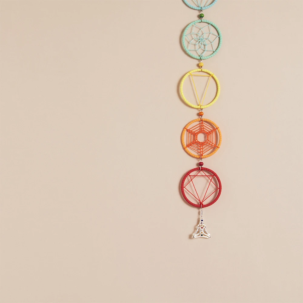 MIAMOR Chakra Muladhar Dreamcatcher 7 Rings Colorful Dream Catcher Home Wall Hanging Decor & Car Pendant Ornament Gift
