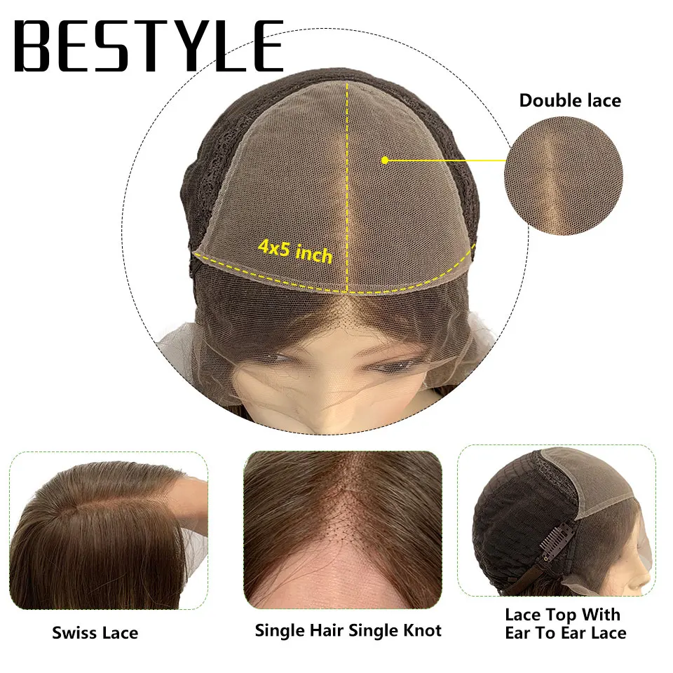 Bestyle Jewish Wig Kosher Wigs Lace Top Wig Natural Color Handtied Highlights Around the Face Wave Hair Sheitel
