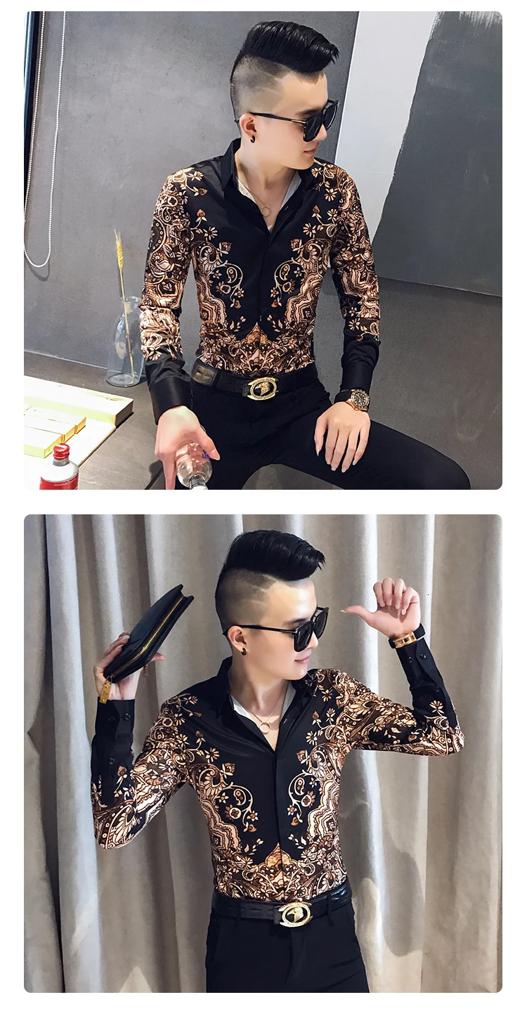 Стильные мужские рубашки с цветочным узором на выпускной, смокинг Camisa Masculina, высококачественные мужские рубашки с длинным рукавом, новинка, повседневная приталенная рубашка, платье