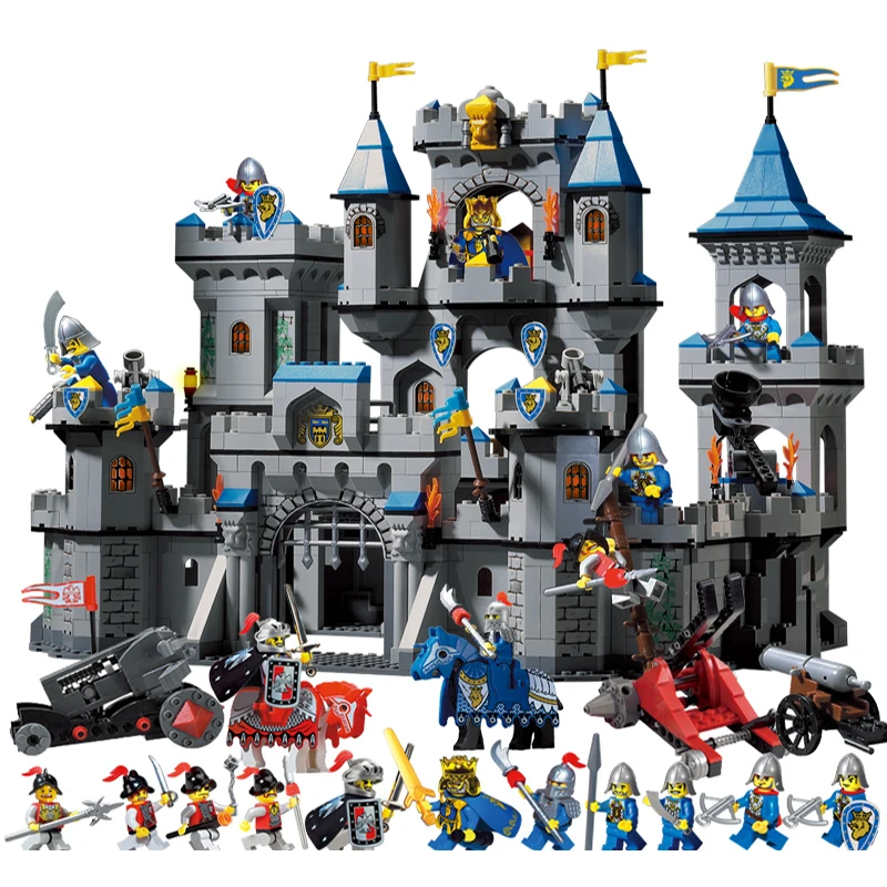 

Medieval Castle Blocks Knights Crusaders Soldier Rome Spartacus Warrior Figures Pirates Caribbean Pirate Ship Model Bricks Toys