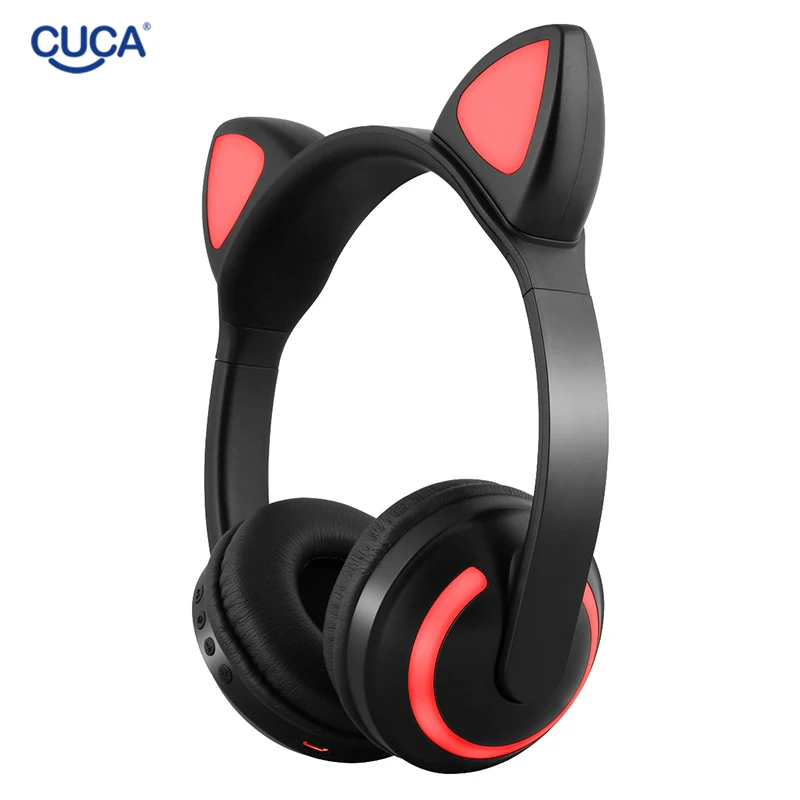 CUCA LED Cat Ear Bluetooth 5 0 Headset Noise Cancelling earphone for Kids Grils Gift Colorful Headphone With Mic Wireless Wired