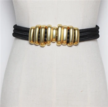 

The new belt female ins matchs skirt waist sealing caterpillar worm contracted joker metal elastic elastic waistband