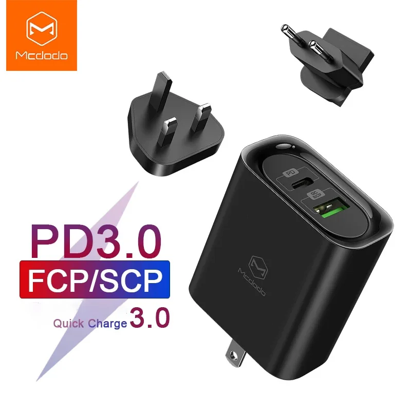 Зарядное устройство MCDODO 3 в 1 с USB-портом 30 Вт PD штепсельная вилка для