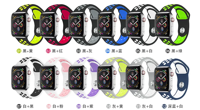 Мягкая силиконовая лента для наручных часов Apple Watch 5/4/3/2/1 личность Смарт-часы замена аксессуары пористая дышащая одно отверстие ремень