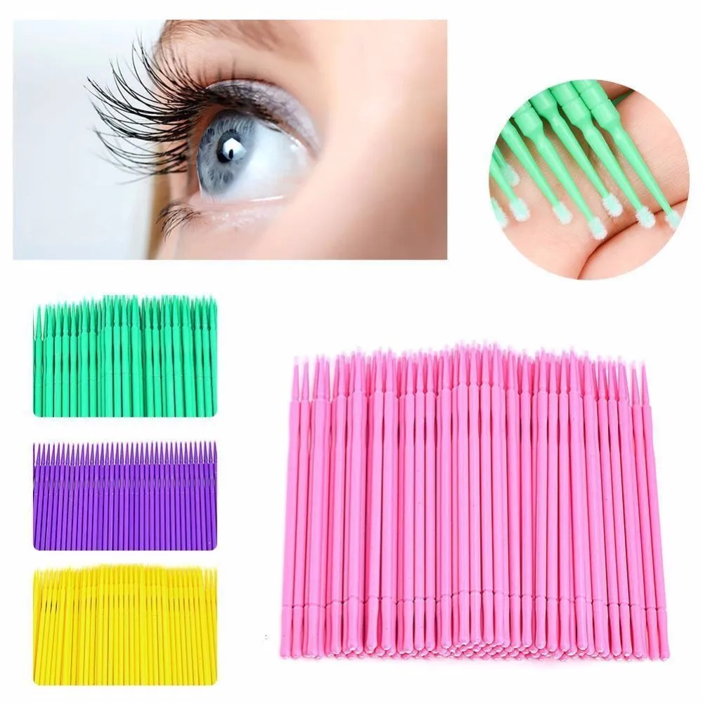 

100Pcs Disposable Micro Brush Eyelashes Extension Lash Removing Care Makeup Cotton Swabs Applicators Mascara Removing Tool Hot