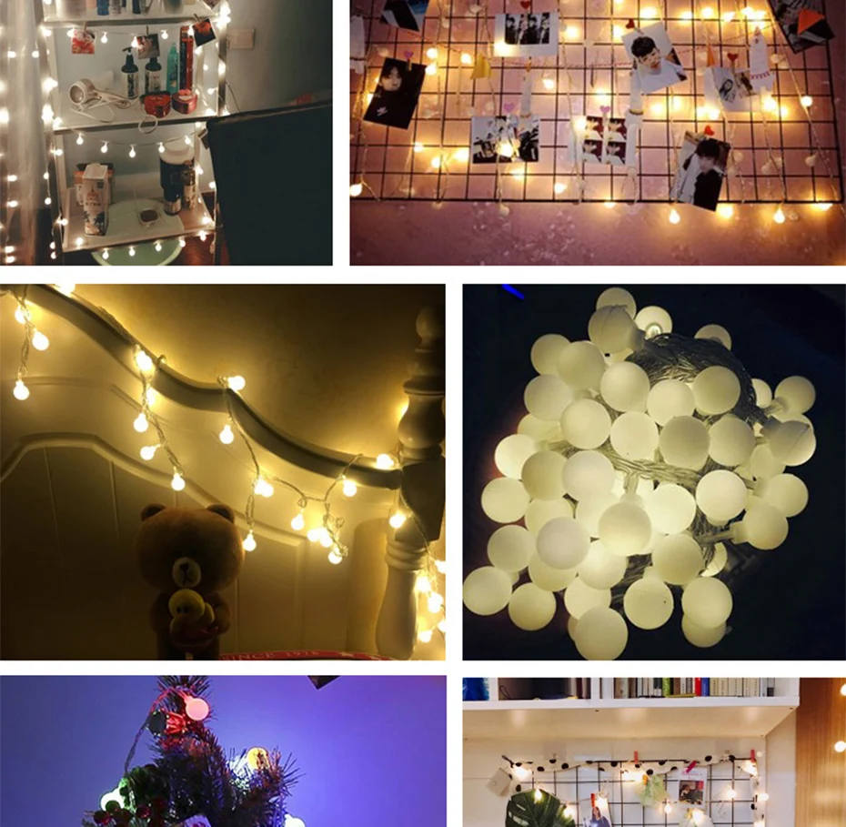1,5 м, 3 м, 6 м, 10 м, Рождественский Сказочный светильник, s шар, струнный светильник, s, внутренний светодиодный, гирлянда, занавеска, украшение дома, дерево, праздничный светильник, для улицы