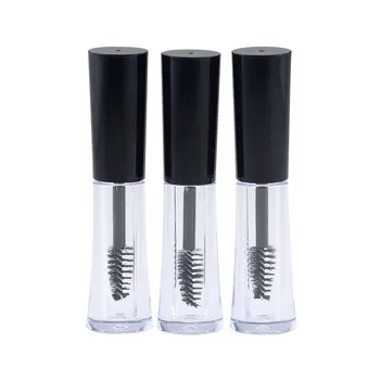 

2 ml plastic transparent empty mascara tube vial container with black cap for eyelash growth mascara cosmetic storage bottle