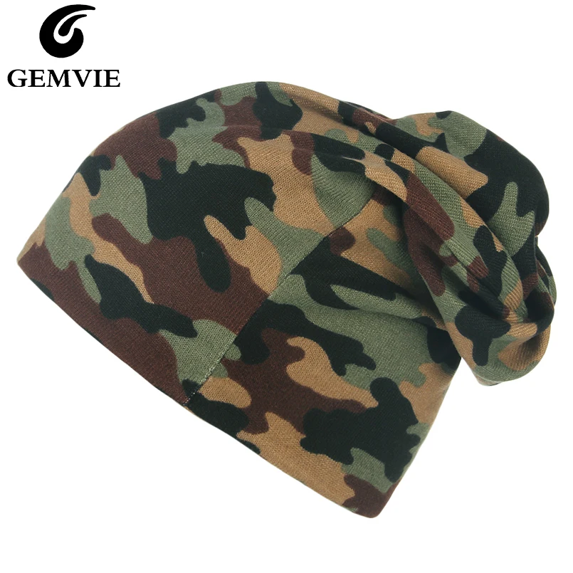 

GEMVIE Unisex New Camouflage Beanie For Men Women Scarf Mask Cap Dual Use Winter Hat Baggy Slouchy Stretch Soft Autumn Skullies