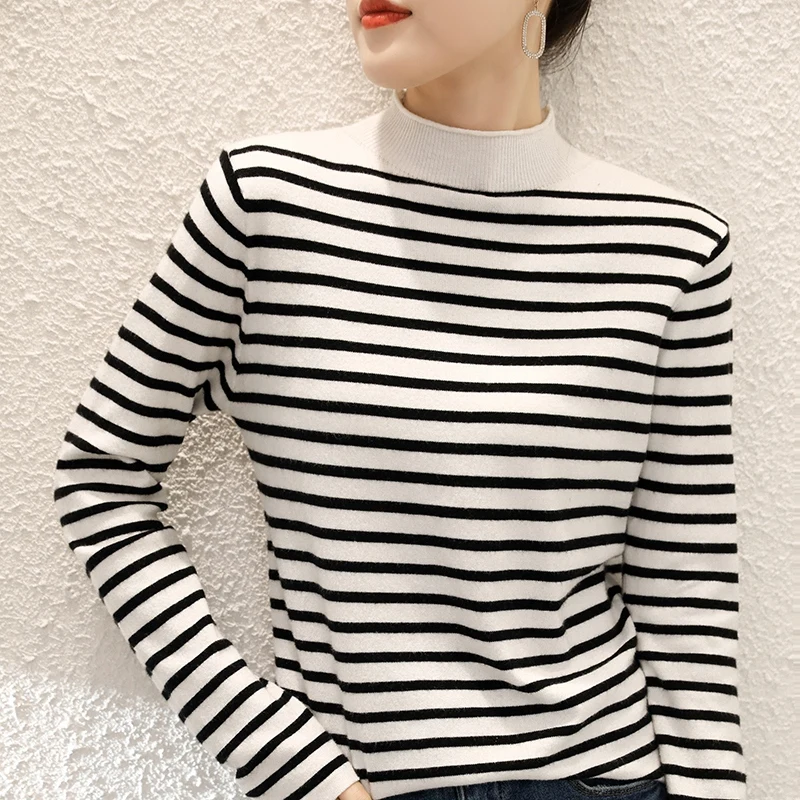 

Women's Cashmere Autumn Winter Half Turtleneck Cashmere Sweaters and Pullovers Wool Sweater Bottoming Knitted Pullover