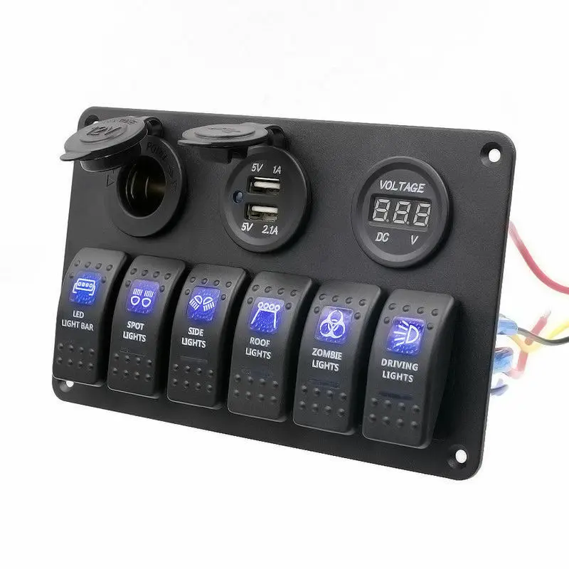 12V-24V 6 Gang светодиодный выключатель для автомобиля лодки рокер панель вкл. ВЫКЛ.